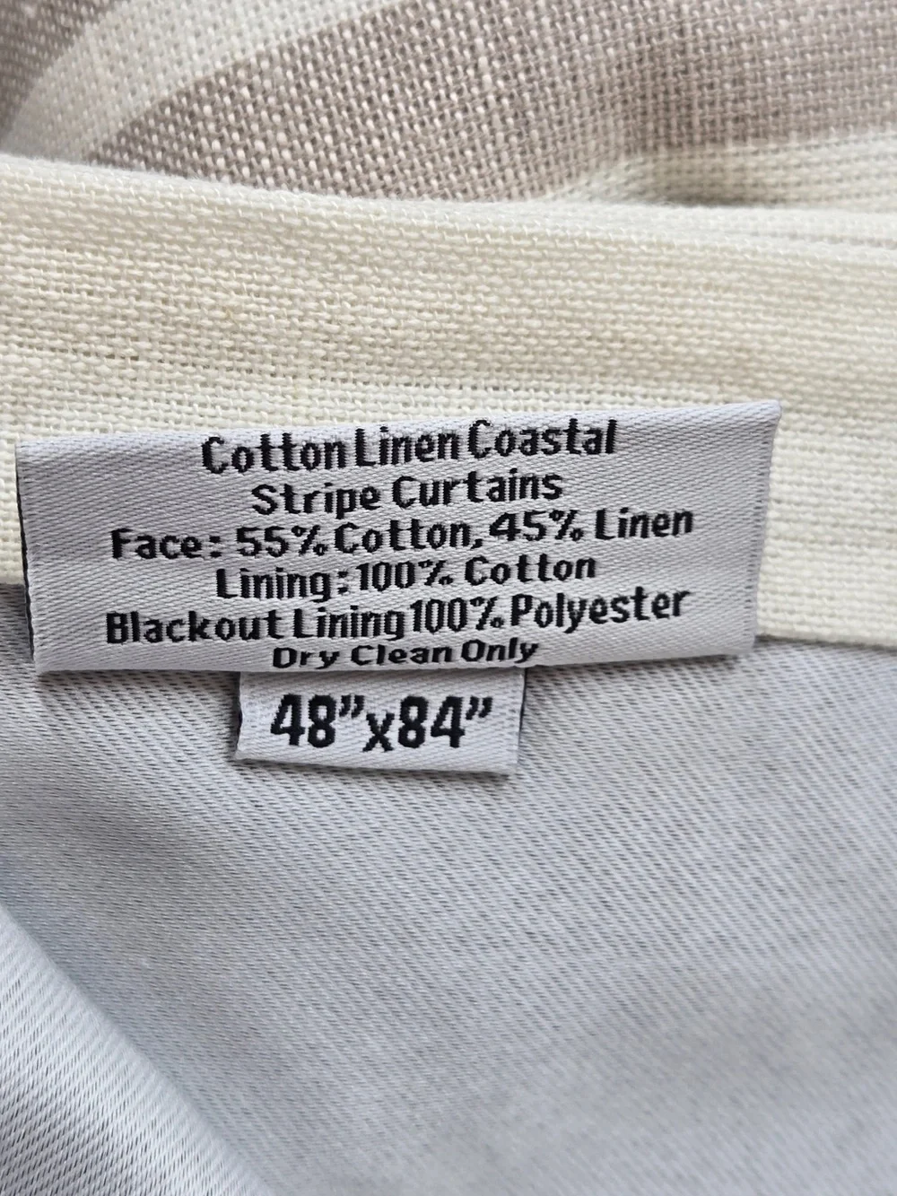 NWT QUINCE Set 2 48x84 Coastal Stripe Linen Cotton True Blackout Curtains 9296